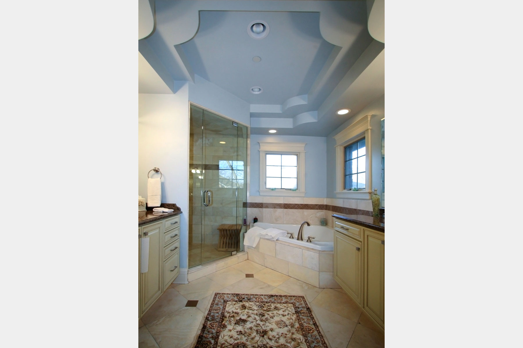 Master Bathroom - 6933 N. Keating Ave., Lincolnwood, IL Custom Home. America's Custom Home Builders: New Construction, Remodeling, Restoration Services. Residential and Commercial.