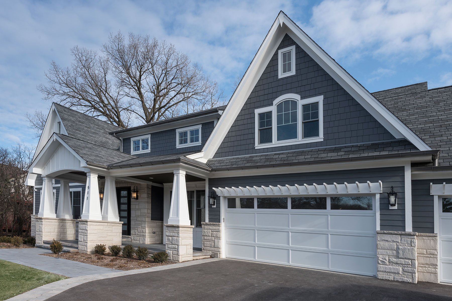 Garage Door - 511 N Branch Rd., Glenview, IL Custom Home. America's Custom Home Builders: New Construction, Remodeling, Restoration Services. Residential and Commercial.