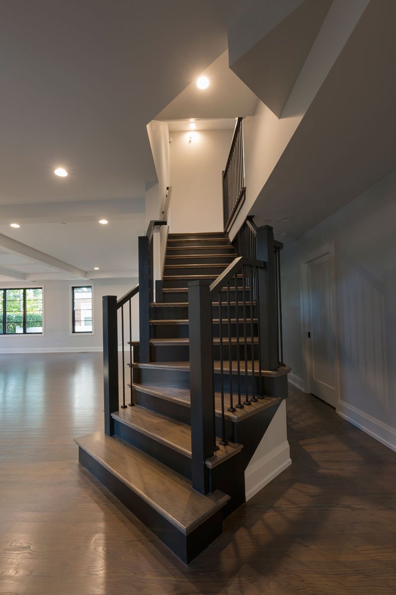1st Floor Stair Case - N. Francisco Ave., Chicago, IL Custom Home. America's Custom Home Builders: New Construction, Remodeling, Restoration Services. Residential and Commercial.