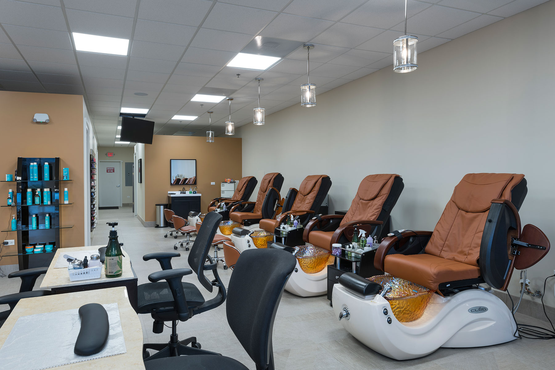 Salon Pedicure Area - Hollywood Trendz Hair & Spa Salon, Addison Custom Home. America's Custom Home Builders: New Construction, Remodeling, Restoration Services. Residential and Commercial.