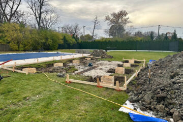 Framing the piers for the addition of the pergola in Winnetka 6433