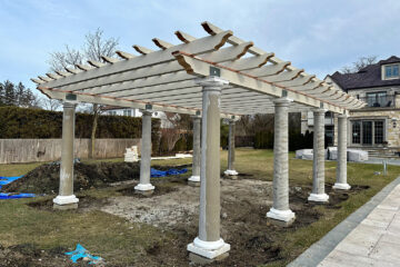 Building the cross rafters to complete the roof on the pergola addition 6443