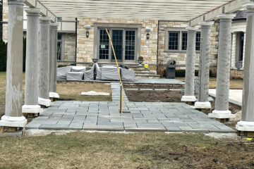 Installing the pavers back under the pergola in Winnetka 6449
